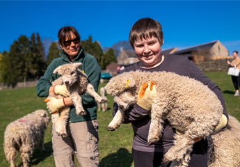 Cayden with lamb